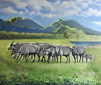 Painting of Water Buffalos